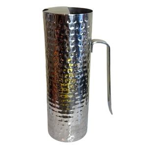 Silver tone jug with handle‎ vase hammered